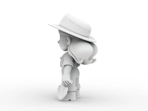 Cartoon Farmer Girl 3D Printable 3D print model 3D Print Model