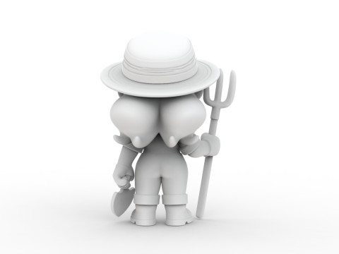 Cartoon Farmer Girl 3D Printable 3D print model 3D Baskı Modeli