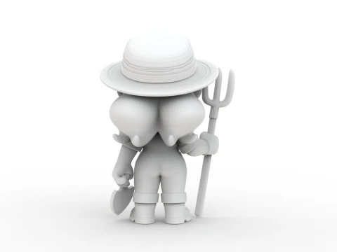 Cartoon Farmer Girl 3D Printable 3D print model 3D Print Model
