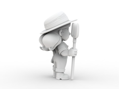 Cartoon Farmer Girl 3D Printable 3D print model 3D Baskı Modeli