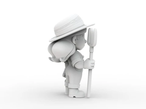 Cartoon Farmer Girl 3D Printable 3D print model 3D Print Model