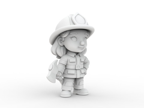 Firefighter Girl 3D Printable 3D print model 3D 打印模型