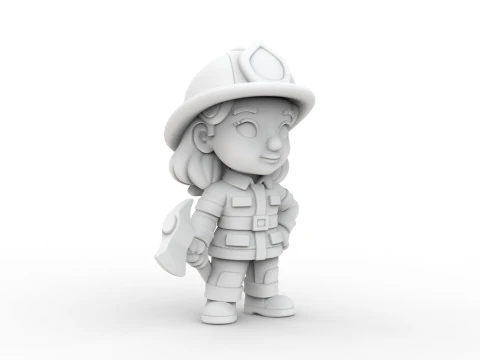Firefighter Girl 3D Printable 3D print model 3D Print Model