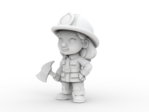 Firefighter Girl 3D Printable 3D print model 3D 打印模型