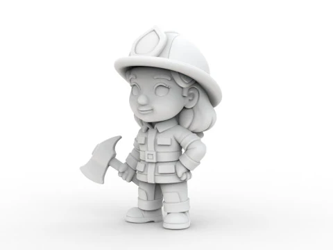 Firefighter Girl 3D Printable 3D print model 3D Print Model