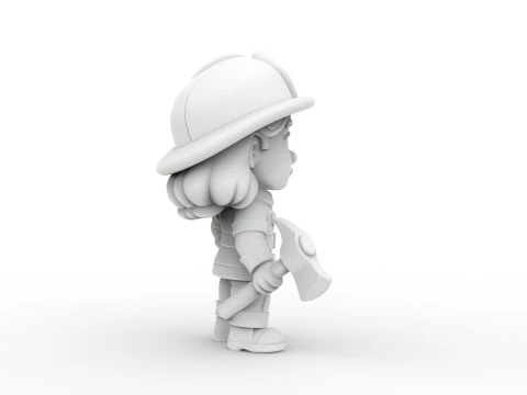 Firefighter Girl 3D Printable 3D print model 3D Print Model