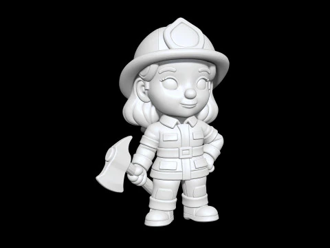 Firefighter Girl 3D Printable 3D print model 3D Print Model
