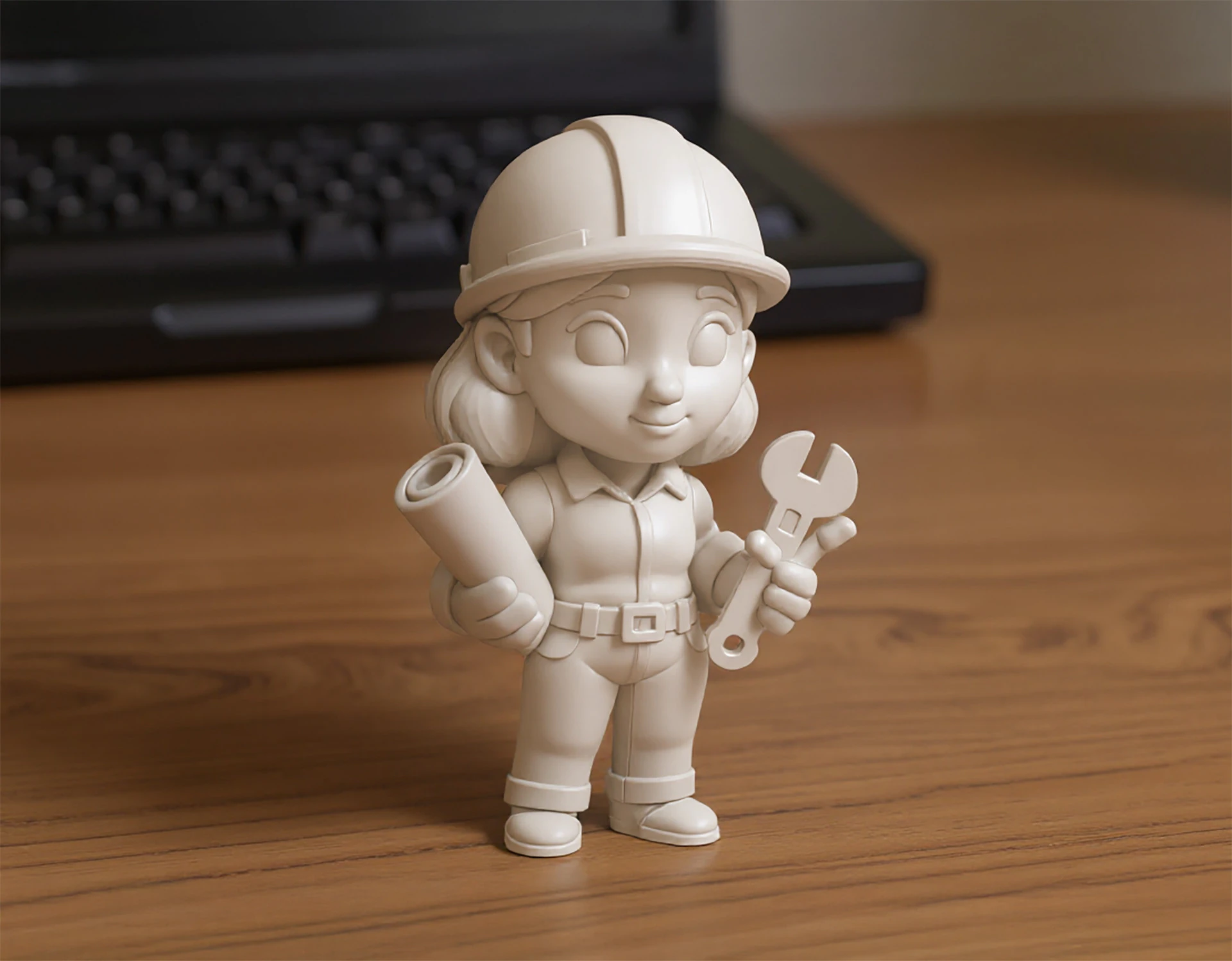 Cartoon Mechanic Girl 3D Printable 3D print model 3D Print Model .c4d .max .obj .3ds .fbx .stl .blend 