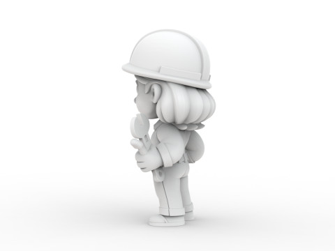 Cartoon Mechanic Girl 3D Printable 3D print model 3D प्रिंट मॉडल