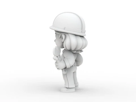 Cartoon Mechanic Girl 3D Printable 3D print model 3D Print Model