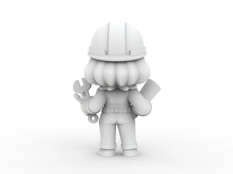 Cartoon Mechanic Girl 3D Printable 3D print model 3D Print Model
