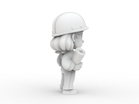 Cartoon Mechanic Girl 3D Printable 3D print model 3D प्रिंट मॉडल