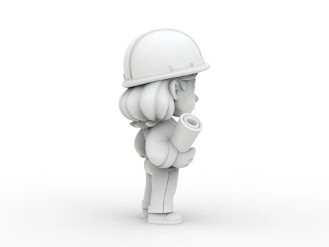 Cartoon Mechanic Girl 3D Printable 3D print model 3D Print Model