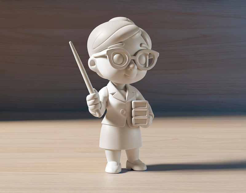 Cartoon Teacher 3D Printable 3D print model Modello di stampa 3D .c4d .max .obj .3ds .fbx .stl .blend