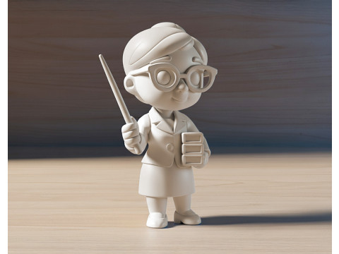 Cartoon Teacher 3D Printable 3D print model 3D Baskı Modeli