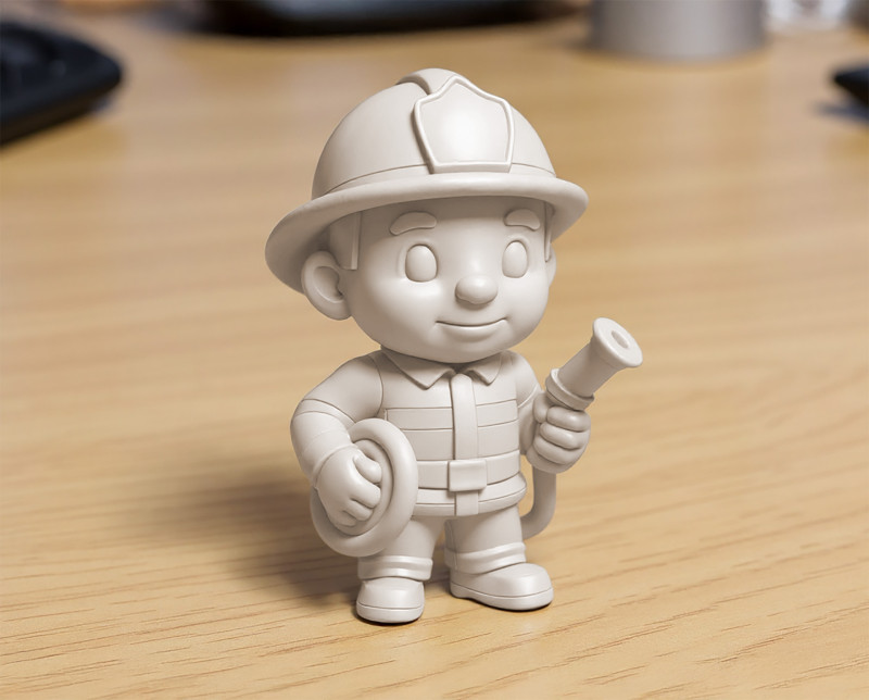 Cartoon Firefighter 3D Printable 3D print model 3D प्रिंट मॉडल .c4d .max .obj .3ds .fbx .stl .blend 