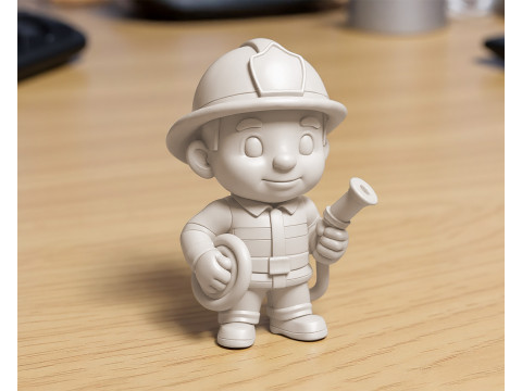 Cartoon Firefighter 3D Printable 3D print model Model Cetak 3D