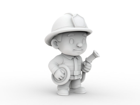 Cartoon Firefighter 3D Printable 3D print model 3D प्रिंट मॉडल