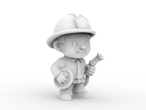 Cartoon Firefighter 3D Printable 3D print model 3D Print Model