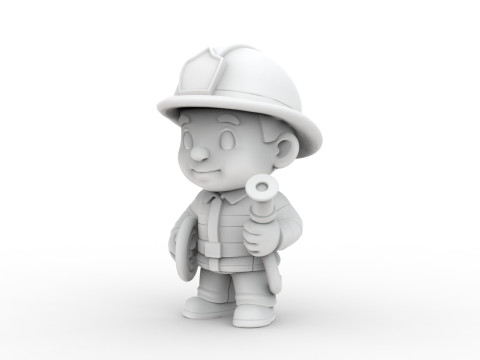 Cartoon Firefighter 3D Printable 3D print model 3D प्रिंट मॉडल