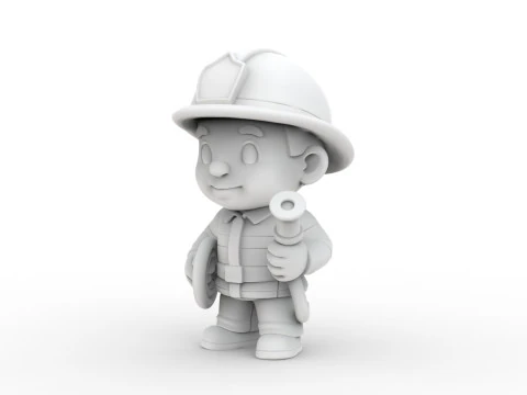 Cartoon Firefighter 3D Printable 3D print model 3D Print Model