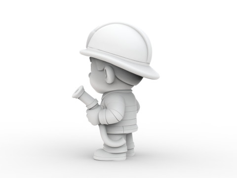 Cartoon Firefighter 3D Printable 3D print model 3D प्रिंट मॉडल