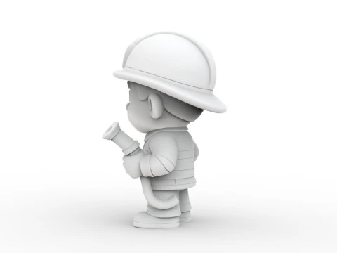 Cartoon Firefighter 3D Printable 3D print model 3D Print Model