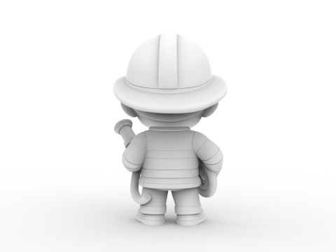 Cartoon Firefighter 3D Printable 3D print model 3D प्रिंट मॉडल