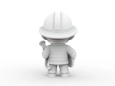 Cartoon Firefighter 3D Printable 3D print model 3D Print Model