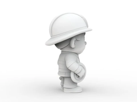 Cartoon Firefighter 3D Printable 3D print model 3D Print Model