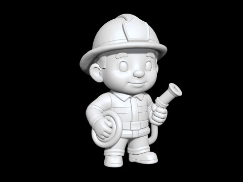 Cartoon Firefighter 3D Printable 3D print model 3D प्रिंट मॉडल