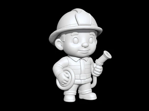 Cartoon Firefighter 3D Printable 3D print model 3D Print Model