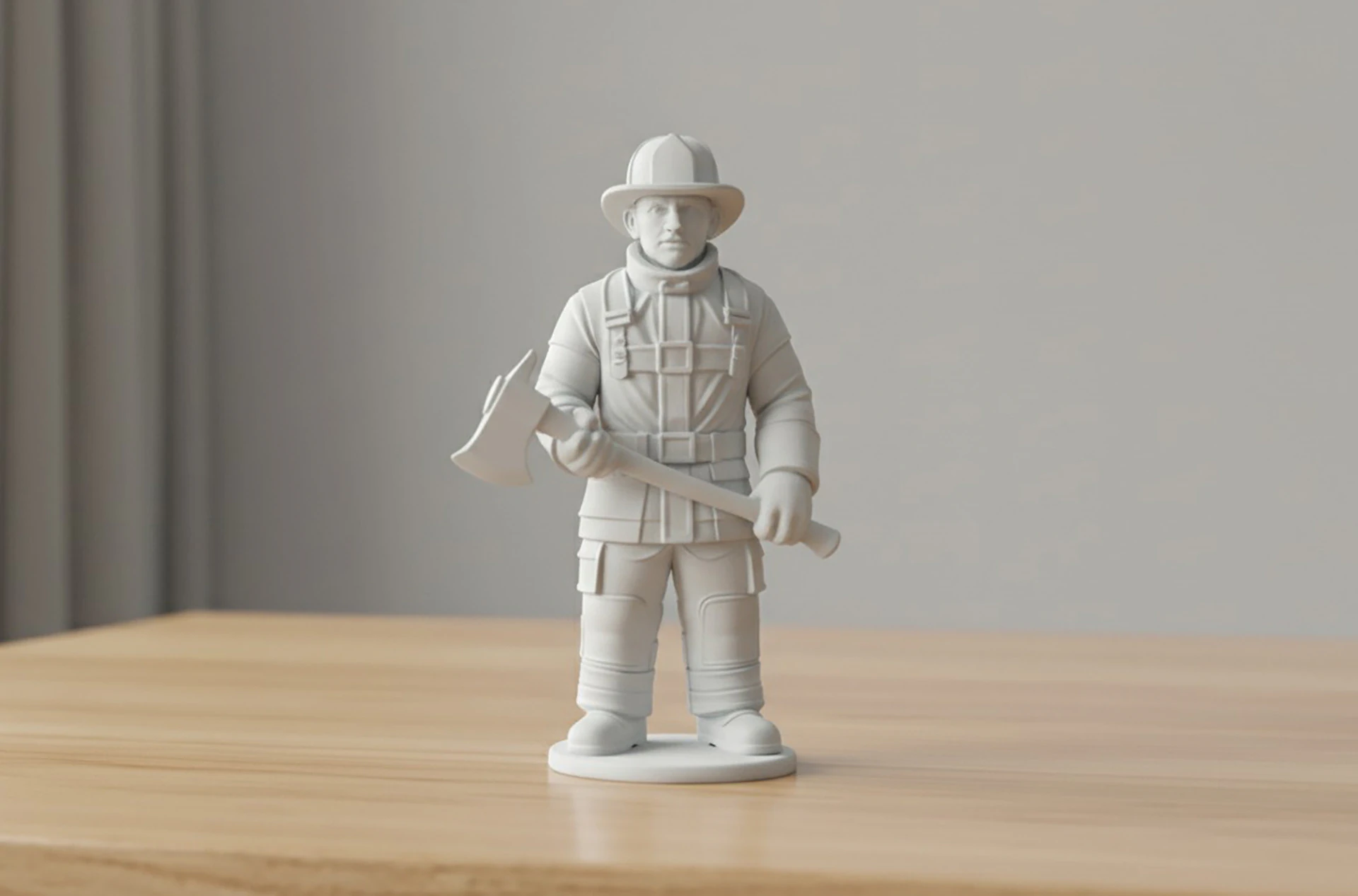 Firefighter with Axe 3D Printable 3D print model 3D Print Model .c4d .max .obj .3ds .fbx .stl .blend 