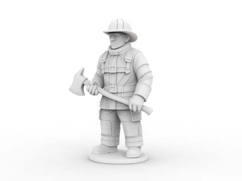 Firefighter with Axe 3D Printable 3D print model 3D Print Model