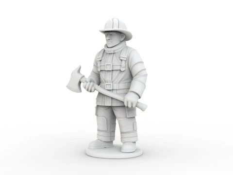Firefighter with Axe 3D Printable 3D print model 3D Print Model