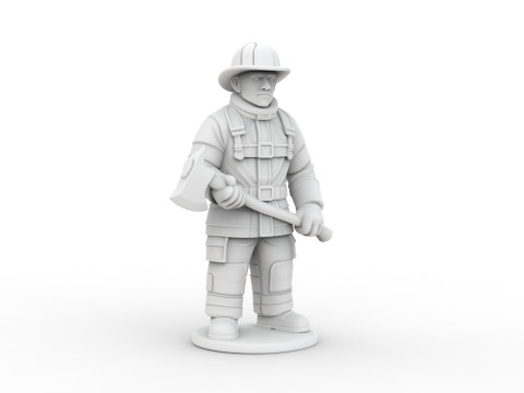 Firefighter with Axe 3D Printable 3D print model 3D Print Model