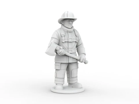 Firefighter with Axe 3D Printable 3D print model 3D Print Model