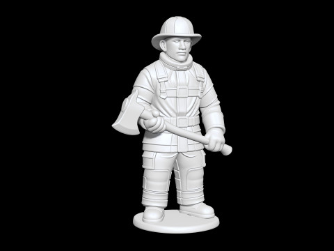 Firefighter with Axe 3D Printable 3D print model 3D Print Model