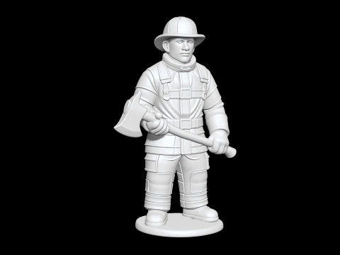 Firefighter with Axe 3D Printable 3D print model 3D Print Model