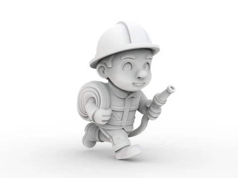 Cartoon Firefighter 3D Printable 3D print model 3D Print Model
