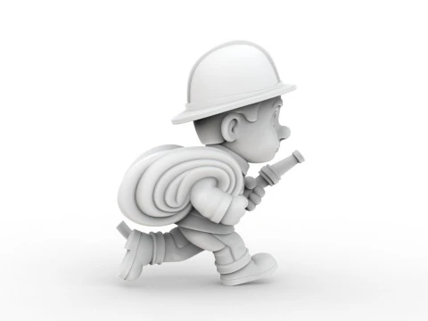 Cartoon Firefighter 3D Printable 3D print model 3D Print Model
