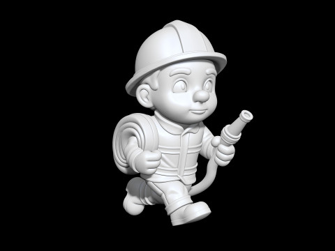 Cartoon Firefighter 3D Printable 3D print model 3D Принт Модель