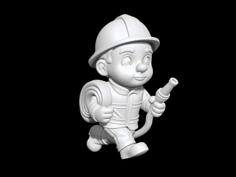 Cartoon Firefighter 3D Printable 3D print model 3D Print Model