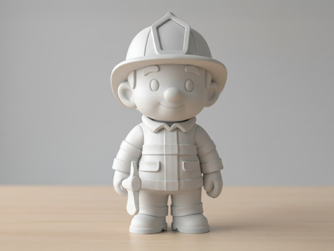 Firefighter Cartoon Character 3D Printable 3D print model 3D Print Model