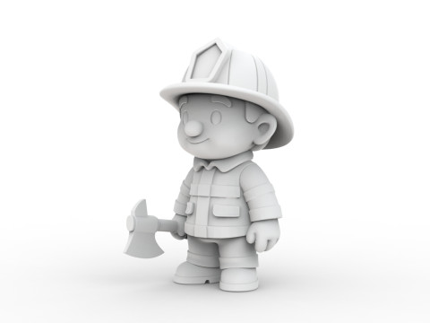 Firefighter Cartoon Character 3D Printable 3D print model 3D प्रिंट मॉडल