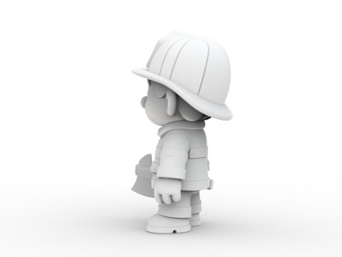 Firefighter Cartoon Character 3D Printable 3D print model 3D प्रिंट मॉडल
