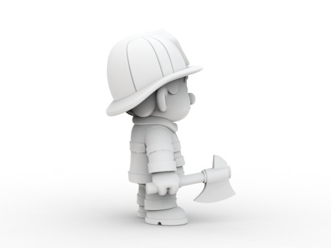 Firefighter Cartoon Character 3D Printable 3D print model 3D प्रिंट मॉडल