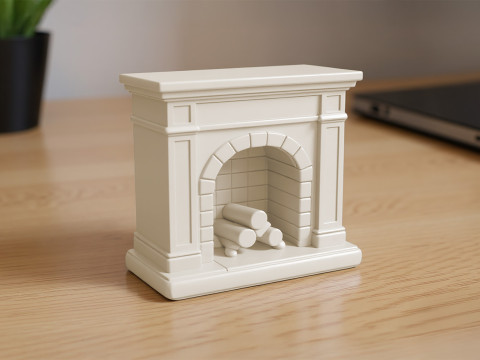 Low-Poly Fireplace 3D Printable 3D print model Modello di stampa 3D