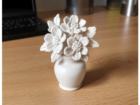 Flowers in Vase 3D Printable 3D print model Modèles 3D en vedette