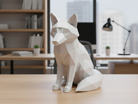 Fox Low-Poly 3D Printable 3D print model Model do druku 3D